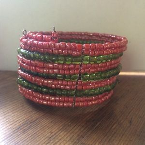 Beaded Bracelet pink and green